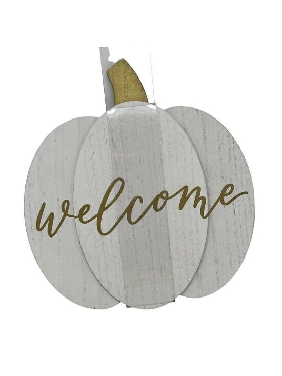 Other - Fall Welcome White Pumpkin Door Wreath Decor 10 inch Home Decor Gold
